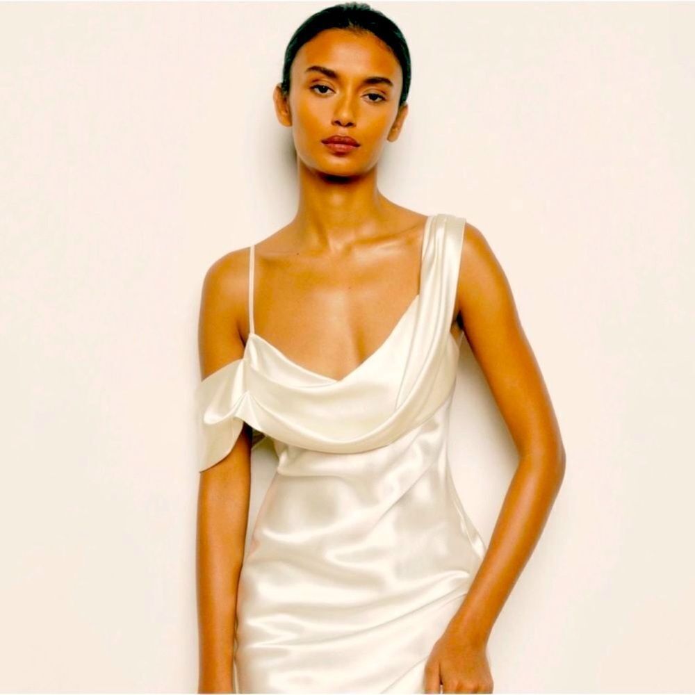 Reformation Ronda Dress Silk Wedding Dress Ivory New with Tags - Picture 2 of 12